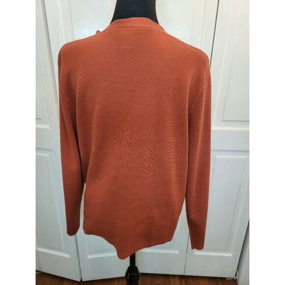 Pumpkin Orange Suede Cardigan L Fall Boho City Patchwork Festival Grunge Office - Picture 2 of 8